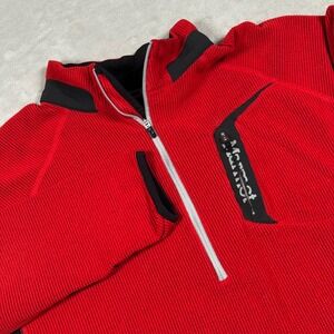 Marmot Fleece Pullover Mens Large Red 1/4 Zip Waffle Grid C83310